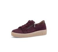 Plateausneaker GABOR, Damen, Gr. 44, dunkelrot, Kalbsleder, Ziegenveloursleder, Reptilienprägung, unifarben, Schuhe Plateausneaker, Freizeitschuh, Halbschuh, Schnürschuh mit dezentem Fersenbesatz (474
