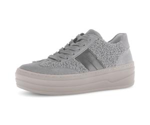 Plateausneaker GABOR, Damen, Gr. 44, grau, Textil, Veloursleder, unifarben, Schuhe Plateausneaker, Freizeitschuh, Halbschuh, Schnürschuh in Teddy-Optik (14419545-44)