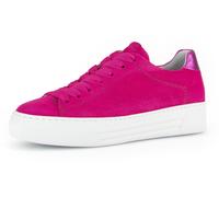 Plateausneaker GABOR "FLORENZ", Damen, Gr. 36, pink, Ziegenveloursleder, Schuhe Plateausneaker, Freizeitschuh, Halbschuh, Schnürschuh mit dezenten Ziernähten (61197753-36) pink