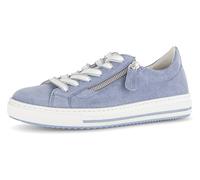 Plateausneaker GABOR "FLORENZ", Damen, Gr. 37, blau (jeansblau), Ziegenveloursleder, unifarben, sportlich, Schuhe, Schnürschuh, Halbschuh mit Kontrastnähten an der Ferse, G-Weite (72177862-37) jeansbl