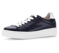 Plateausneaker GABOR "FLORENZ", Damen, Gr. 37, blau (nachtblau, weiß), Nappaleder, Schuhe Plateausneaker, Freizeitschuh, Halbschuh, Schnürschuh mit Fußbett, G-Weite (47738401-37)