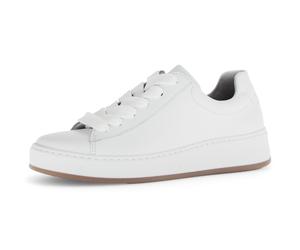 Plateausneaker GABOR "FLORENZ", Damen, Gr. 37, weiß, Glattleder, Schuhe Plateausneaker, Freizeitschuh, Halbschuh, Schnürschuh, dezente Ziernähte, G-Weite (64543426-37) weiß
