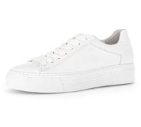 Plateausneaker GABOR "FLORENZ", Damen, Gr. 37, weiß, Kalbsleder, Schuhe Plateausneaker, Freizeitschuh, Halbschuh, Schnürschuh mit dezenten Ziernähten, Topseller (48795857-37)
