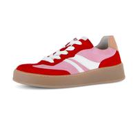 Plateausneaker GABOR "FLORENZ", Damen, Gr. 38, rot (pink, rot, weiß), Nappaleder, Ziegenveloursleder, kontrastfarbene Details, Schuhe Plateausneaker, Freizeitschuh, Halbschuh, Schnürer, im Retrolook, 