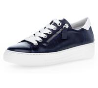 Plateausneaker GABOR "FLORENZ", Damen, Gr. 39, blau (nachtblau, weiß), Nappaleder, Schuhe Plateausneaker, Freizeitschuh, Halbschuh, Schnürschuh in bequemer Weite G = weit (77267724-39)