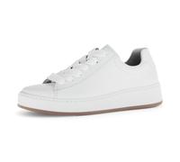 Plateausneaker GABOR "FLORENZ", Damen, Gr. 39, weiß, Glattleder, Schuhe Plateausneaker, Freizeitschuh, Halbschuh, Schnürschuh, dezente Ziernähte, G-Weite (64543426-39) weiß