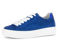 Plateausneaker GABOR "FLORENZ", Damen, Gr. 40, blau, Ziegenveloursleder, Schuhe Plateausneaker, Freizeitschuh, Halbschuh, Schnürschuh mit dezenten Ziernähten (64805341-40) blau