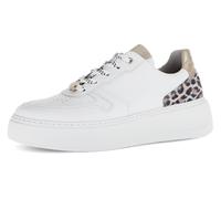 Plateausneaker GABOR "FLORENZ", Damen, Gr. 40, gold (weiß, leo, goldfarben), Nappaleder, Veloursleder, Schuhe Plateausneaker, Freizeitschuh, Halbschuh, Schnürer, Kontrastbesätze, Weite G (71337529-40)