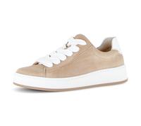 Plateausneaker GABOR "FLORENZ", Damen, Gr. 41, beige (sand, weiß), Nappaleder, Ziegenveloursleder, Schuhe Plateausneaker, Freizeitschuh, Halbschuh, Schnürschuh, dezente Ziernähte, G-Weite (56237550-41