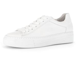 Plateausneaker GABOR "FLORENZ", Damen, Gr. 41, weiß, Kalbsleder, Schuhe Plateausneaker, Freizeitschuh, Halbschuh, Schnürschuh mit dezenten Ziernähten (48795857-41) weiß