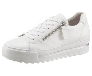 Plateausneaker GABOR "FLORENZ", Damen, Gr. 43, weiß, Kalbsleder, unifarben, Schuhe Plateausneaker, in Schuhweite G (=weit), Freizeitschuh, Halbschuh, Schnürschuh (19010545-43) weiß