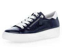 Plateausneaker GABOR "FLORENZ", Damen, Gr. 44, blau (nachtblau, weiß), Nappaleder, Schuhe Plateausneaker, Freizeitschuh, Halbschuh, Schnürschuh in bequemer Weite G = weit (77267724-44) nachtblau, weiß