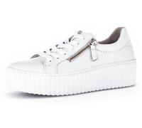 Plateausneaker GABOR, Damen, Gr. 36, weiß, Nappaleder, unifarben, Schuhe Plateausneaker, Freizeitschuh, Halbschuh, Schnürschuh mit Ziernähten, Topseller (77632836-36)