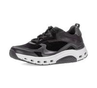 Plateausneaker GABOR ROLLINGSOFT, Damen, Gr. 38, silber (schwarz, altsilberfarben), Kalbsleder, Veloursleder, metallic, Schuhe Plateausneaker, mit gepolstertem Schaftrand (16389049-38) schwarz, altsil