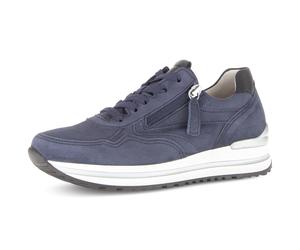 Plateausneaker GABOR "TURIN", Damen, Gr. 40, blau (dunkelblau), Ziegenveloursleder, Schuhe Plateausneaker, Freizeitschuh, Halbschuh, Schnürschuh, Außenreißverschluss, G-Weite (78062618-40) dunkelblau