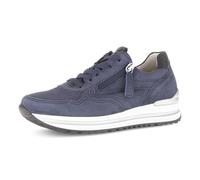 Plateausneaker GABOR "TURIN", Damen, Gr. 42, blau (dunkelblau), Ziegenveloursleder, Schuhe Plateausneaker, Freizeitschuh, Halbschuh, Schnürschuh, Außenreißverschluss, G-Weite (78062618-42) dunkelblau