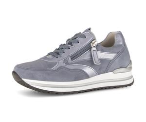 Plateausneaker GABOR "TURIN", Damen, Gr. 43, blau, Ziegenveloursleder, Schuhe Plateausneaker, Freizeitschuh, Halbschuh, Schnürschuh, Außenreißverschluss, G-Weite (91186415-43) blau