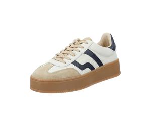 Plateausneaker GANT "Gant Sneaker Leder", Damen, Gr. 37, beige (weiß, blau), Leder, Schuhe Plateausneaker (62520953-37) weiß, blau