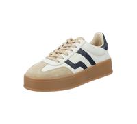 Plateausneaker GANT "Gant Sneaker Leder", Damen, Gr. 41, beige (weiß, blau), Leder, Schuhe Plateausneaker (62520953-41) weiß, blau