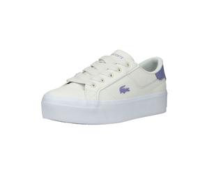 Plateausneaker LACOSTE "lacoste Sneaker Leder", Damen, Gr. 39, weiß (weiß, lila), Leder, Schuhe Plateausneaker (69319145-39) weiß, lila
