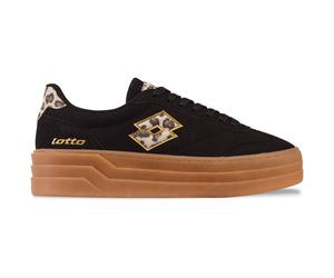Plateausneaker LOTTO, Damen, Gr. 41, schwarz (schwarz, leo), Synthetik, mehrfarbig, Schuhe Plateausneaker, - mit raffinierter Plateausohle im Lagenlook (55071239-41) schwarz, leo