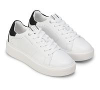 Plateausneaker MARC O'POLO "Kaira", Damen, Gr. 37, sanftes weiß, schwarz, Glattleder, Veloursleder, unifarben mit Farbeinsatz, Schuhe Plateausneaker, Schnürschuh, Halbschuh, Freizeitsneaker mit Memory