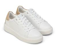 Plateausneaker MARC O'POLO "Kaira", Damen, Gr. 40, sanftes weiß, sand, Glattleder, Veloursleder, unifarben mit Farbeinsatz, Schuhe Plateausneaker, Schnürschuh, Halbschuh, Freizeitsneaker mit Memory Fo
