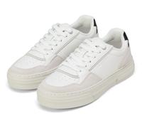 Plateausneaker MARC O'POLO "Mariella", Damen, Gr. 37, sanftes weiß, schwarz, Glattleder, Veloursleder, unifarben mit Farbeinsatz, Schuhe Plateausneaker, Basket-Sneaker, Schnürschuh, Freizeitschuh mit