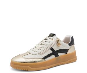 Plateausneaker MARCO TOZZI BY GMK, Damen, Gr. 37, creme kombiniert, Lederimitat, kontrastfarbene Details, Schuhe Plateausneaker, Freizeitschuh, Halbschuh, Schnürschuh mit Kontrastbesätzen (93485010-37