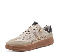 Plateausneaker MARCO TOZZI BY GMK, Damen, Gr. 41, grau (sanftes weiß, grau), Lederimitat, Textil, aufgeraut, kontrastfarbene Details, leicht glänzend, Basic, Schuhe Plateausneaker, Freizeitschuh, Halb
