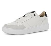 Plateausneaker MARCO TOZZI BY GMK, Damen, Gr. 44, schwarz-weiß (weiß, schwarz), Leder, Nubukleder, Veloursleder, kontrastfarbene Details, Schuhe Plateausneaker, Schnürschuh, Halbschuh, Freizeitschuh m