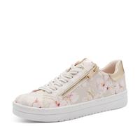 Plateausneaker MARCO TOZZI, Damen, Gr. 37, creme kombiniert, Lederimitat, geblümt, Schuhe Plateausneaker, Freizeitschuh, Halbschuh, Schnürschuh in veganer Verarbeitung (76396205-37) creme kombiniert