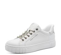 Plateausneaker MARCO TOZZI, Damen, Gr. 37, weiß, Lederimitat, Schuhe Plateausneaker, Freizeitschuh, Halbschuh, Schnürschuh mit gepolstertem Schaftrand (37921247-37) weiß