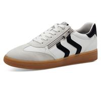 Plateausneaker MARCO TOZZI, Damen, Gr. 38, schwarz-weiß (weiß, schwarz), Lederimitat, Textil, Veloursleder, unifarben mit Farbeinsatz, Schuhe Plateausneaker, Freizeitschuh, Halbschuh, Schnürschuh mit