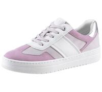 Plateausneaker MARCO TOZZI, Damen, Gr. 40, lila (weiß, lila, flieder), Lederimitat, Textil, Veloursleder, kontrastfarbene Details, Schuhe Plateausneaker, Freizeitschuh, Halbschuh, Schnürschuh in vegan
