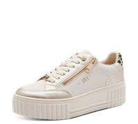 Plateausneaker MARCO TOZZI, Damen, Gr. 41, beige (creme kombiniert), Lederimitat, kontrastfarbene Details, Schuhe Plateausneaker, Schnürschuh, Halbschuh, Freizeitschuh mit Feel-Me-Ausstattung (4004465