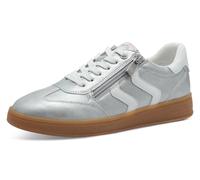 Plateausneaker MARCO TOZZI, Damen, Gr. 41, bunt (silberfarben, weiß), Lederimitat, metallic, unifarben mit Farbeinsatz, Schuhe Plateausneaker, Freizeitschuh, Halbschuh, Schnürschuh mit Kontrastbesatz
