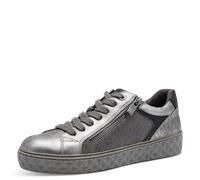 Plateausneaker MARCO TOZZI, Damen, Gr. 41, silber (altsilberfarben), Lederimitat, Antik-Look, metallic, Schuhe Plateausneaker, Freizeitschuh, Halbschuh, Schnürschuh mit Prägungen im Plateau (89410246-