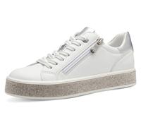 Plateausneaker MARCO TOZZI, Damen, Gr. 41, silber (weiß, silberfarben), Lederimitat, kontrastfarbene Details, Schuhe Plateausneaker, Freizeitschuh, Halbschuh, Schnürschuh in veganer Verarbeitung (3134