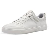 Plateausneaker MARCO TOZZI, Damen, Gr. 43, weiß, Lederimitat, Textil, clean, Schuhe Plateausneaker, Freizeitsch, Halbschuh, Schnürschuh mit Perforierung und Ziernähten (17827425-43) weiß
