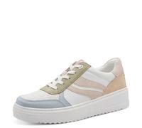 Plateausneaker MARCO TOZZI, Herren, Gr. 37, weiß multi, Lederimitat, Textil, kontrastfarbene Details, Schuhe Plateausneaker, Freizeitschuh, Halbschuh, Schnürschuh mit farbigen Kontrastbesätzen (933254