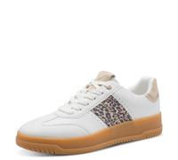 Plateausneaker MARCO TOZZI, Herren, Gr. 38, weiß, leo, Lederimitat, Textil, unifarben mit Farbeinsätzen, Schuhe Plateausneaker, Freizeitschuh, Halbschuh, Schnürer mit Feel Me-Ausstattung (37356008-38)