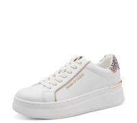 Plateausneaker MARCO TOZZI, Herren, Gr. 40, weiß, Lederimitat, Textil, unifarben mit Farbeinsatz, Schuhe Plateausneaker, Freizeitschuh, Halbschuh, Schnürschuh mit Kontrastbesatz (38754268-40) weiß