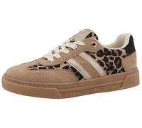 Plateausneaker MUSTANG SHOES "Rhonda", Damen, Gr. 39, natur, leo, Lederimitat, Textil, Schuhe Plateausneaker, Freizeitschuh, Halbschuh, Schnürschuh mit modischen Kontrastbesätzen (60201603-39) natur,