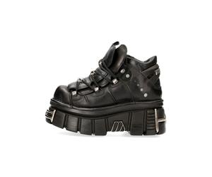 Plateausneaker NEW ROCK "Plateau Sneaker M-106-S112", Herren, Gr. 43, Normalschaft, schwarz, Obermaterial: 100% Rindnappaleder CNA., Schuhe Plateausneaker, Handgefertigt, Made in Spain (91577351-43) s