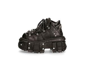 Plateausneaker NEW ROCK "Plateau Sneaker M-TANK106-C2", Herren, Gr. 40, Normalschaft, schwarz, Obermaterial: 100% Rindnappaleder CNA., Schuhe Plateausneaker, Handgefertigt, Made in Spain (20258043-40)
