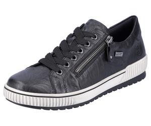Plateausneaker REMONTE, Damen, Gr. 36, schwarz, Leder, Schuhe Plateausneaker, Freizeitschuh, Halbschuh, Schnürschuh mit Außenreißverschluss (69230814-36) schwarz