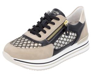 Plateausneaker REMONTE, Damen, Gr. 37, beige (hellbeige, schwarz), Lederimitat, Textil, kontrastfarbene Details, Schuhe Plateausneaker, Freiezitschuh, Halbschuh, Schnürschuh, vegan, Kontrastbesatz (48