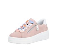 Plateausneaker REMONTE, Damen, Gr. 37, rosa (rosé, weiß), Veloursleder, unifarben mit Farbeinsatz, Schuhe Plateausneaker, Freizeitschuh, Halbschuh, Schnürer mit Wechselfußbett (14752213-37) rosé, weiß