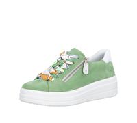 Plateausneaker REMONTE, Damen, Gr. 38, grün, weiß, Veloursleder, unifarben mit Farbeinsatz, Schuhe Plateausneaker, Freizeitschuh, Halbschuh, Schnürer mit Wechselfußbett (78164904-38) grün, weiß